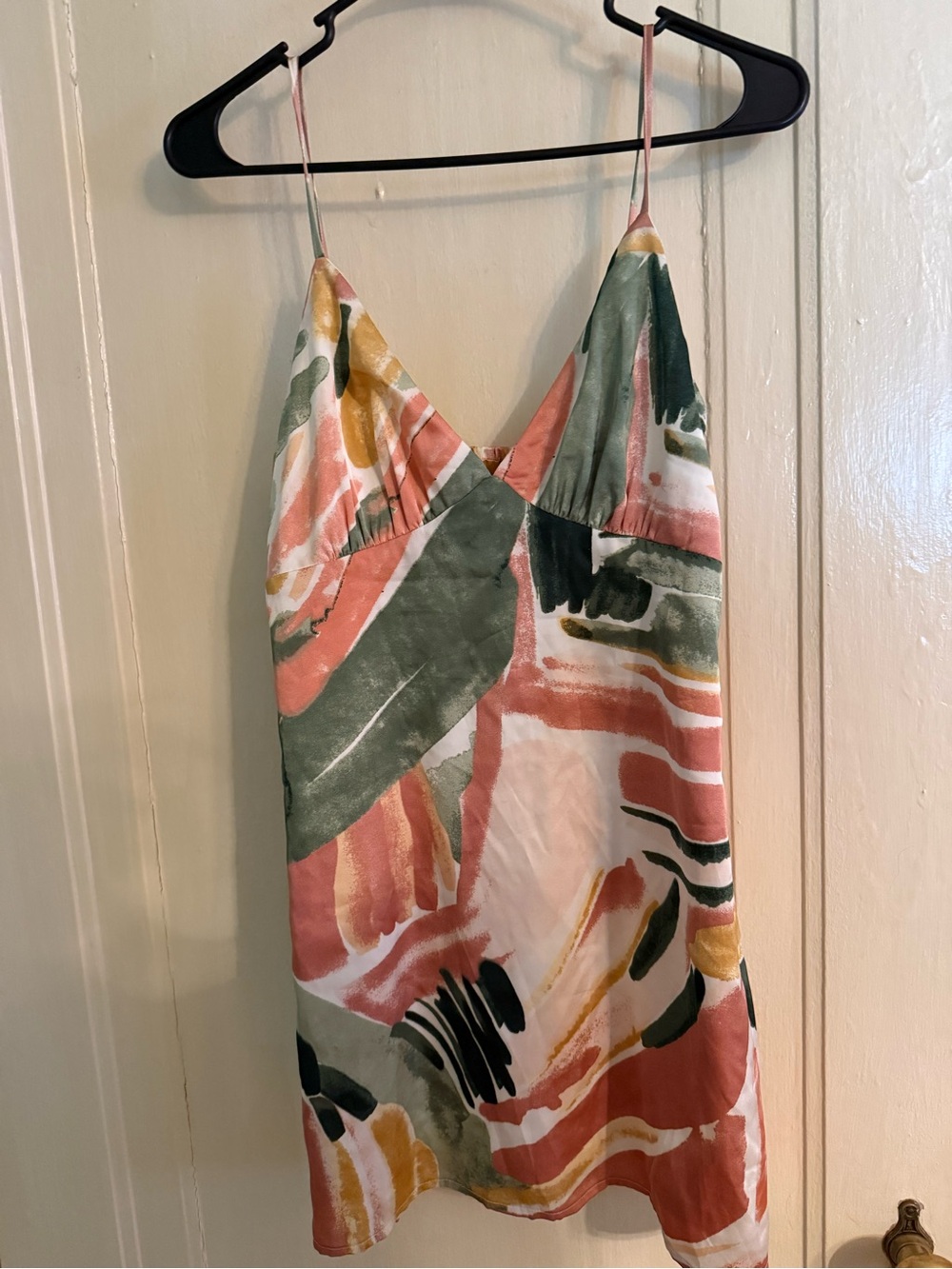 NWT Pacsun Abstract Print Slip Dress in Green & Tan - Picture 2 of 3